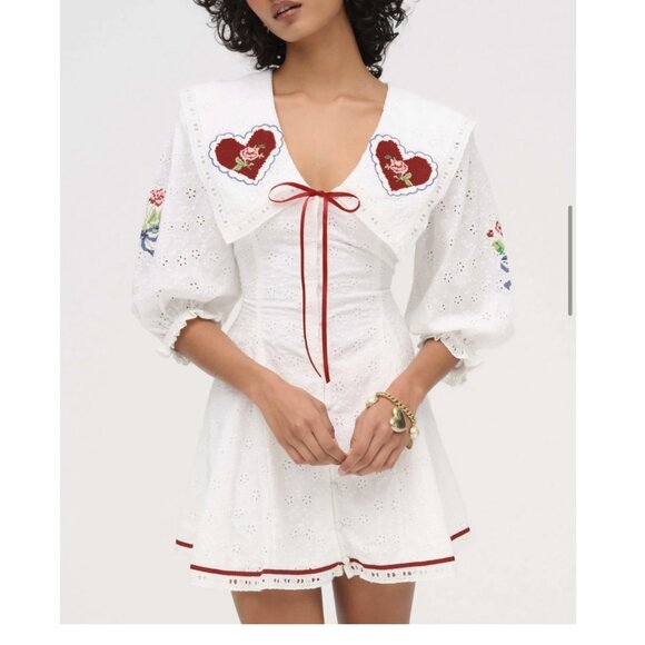 NWT FOR LOVE AND LEMONS MI AMORE WHITE EYELET MINI DRESS SIZE S - Picture 2 of 13